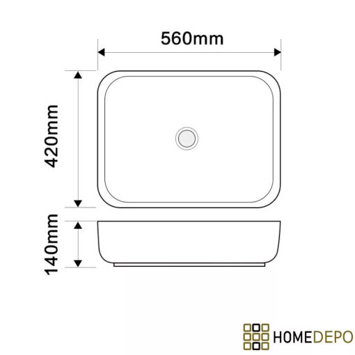 HD Terra White 56 cm széles pultra ültethető hófehér porcelán mosdótál