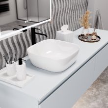 HD Daisy White 42 cm széles pultra ültethető hófehér porcelán mosdótál