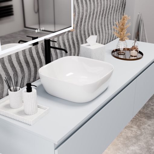 HD Daisy White 42 cm széles pultra ültethető hófehér porcelán mosdótál