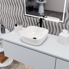 HD Daisy White 42 cm széles pultra ültethető hófehér porcelán mosdótál