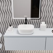 HD Daisy White 42 cm széles pultra ültethető hófehér porcelán mosdótál