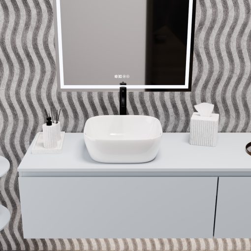 HD Daisy White 42 cm széles pultra ültethető hófehér porcelán mosdótál