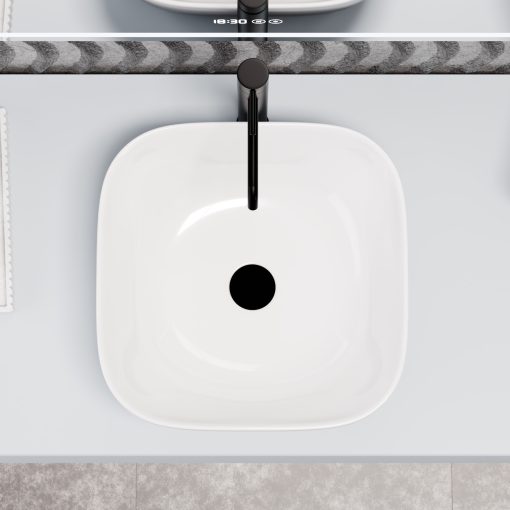 HD Daisy White 42 cm széles pultra ültethető hófehér porcelán mosdótál