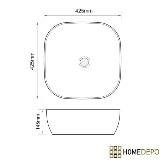 HD Daisy White 42 cm széles pultra ültethető hófehér porcelán mosdótál