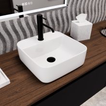 HD Olivia White 40 cm széles pultra ültethető hófehér porcelán mosdótál