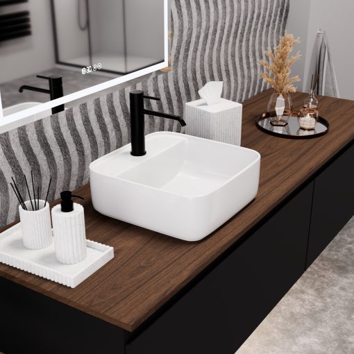 HD Olivia White 40 cm széles pultra ültethető hófehér porcelán mosdótál