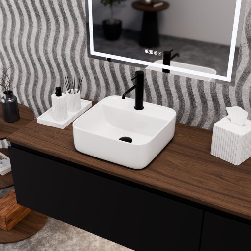 HD Olivia White 40 cm széles pultra ültethető hófehér porcelán mosdótál