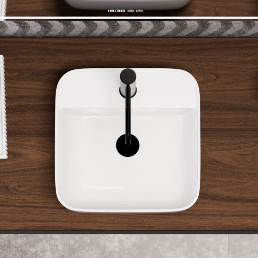 HD Olivia White 40 cm széles pultra ültethető hófehér porcelán mosdótál