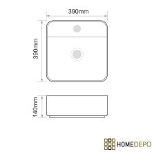 HD Olivia White 40 cm széles pultra ültethető hófehér porcelán mosdótál