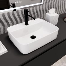 HD Olivia White 50 cm széles pultra ültethető hófehér porcelán mosdótál