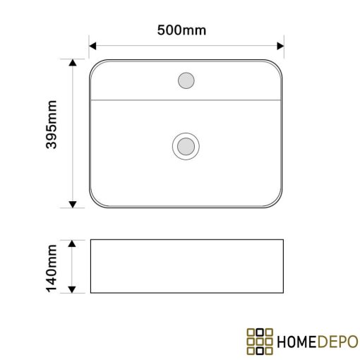 HD Olivia White 50 cm széles pultra ültethető hófehér porcelán mosdótál
