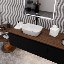 HD Mira White 45 cm széles pultra ültethető fényes fehér porcelán mosdótál