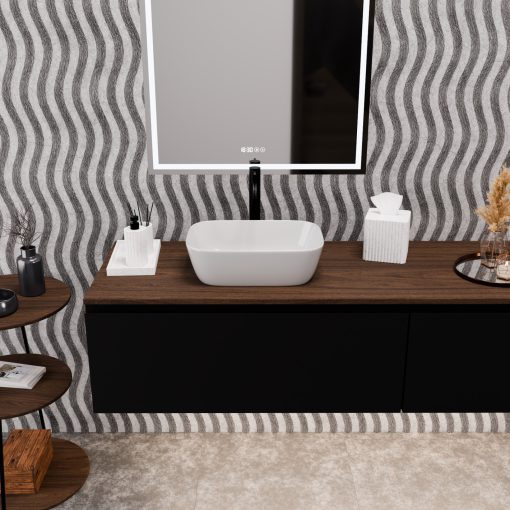 HD Mira White 45 cm széles pultra ültethető fényes fehér porcelán mosdótál