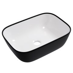   HD Mira Black&White 45 cm széles pultra ültethető fekete-fehér porcelán mosdótál