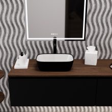 HD Mira Black&White 45 cm széles pultra ültethető fekete-fehér porcelán mosdótál