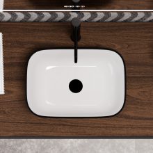 HD Mira Black&White 45 cm széles pultra ültethető fekete-fehér porcelán mosdótál