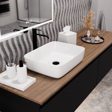 HD Enzo White 50 cm széles pultra ültethető hófehér porcelán mosdótál