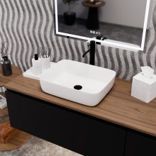 HD Enzo White 50 cm széles pultra ültethető hófehér porcelán mosdótál