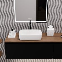 HD Enzo White 50 cm széles pultra ültethető hófehér porcelán mosdótál