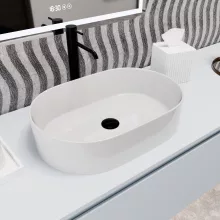 HD Luna White 50 cm széles pultra ültethető fényes fehér porcelán mosdótál