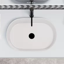 HD Luna White 50 cm széles pultra ültethető fényes fehér porcelán mosdótál
