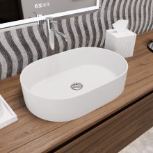 HD Luna Matt White 50 cm széles pultra ültethető matt fehér porcelán mosdótál