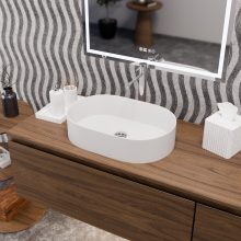 HD Luna Matt White 50 cm széles pultra ültethető matt fehér porcelán mosdótál