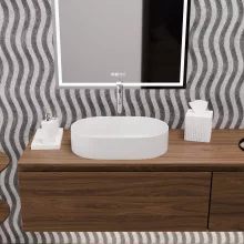 HD Luna Matt White 50 cm széles pultra ültethető matt fehér porcelán mosdótál