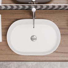 HD Luna Matt White 50 cm széles pultra ültethető matt fehér porcelán mosdótál