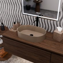 HD Luna Matt Cappucino 50 cm széles pultra ültethető matt cappucino porcelán mosdótál