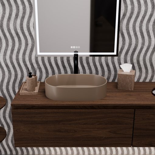 HD Luna Matt Cappucino 50 cm széles pultra ültethető matt cappucino porcelán mosdótál