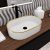 HD Luna Gold-Stripe 50 cm széles pultra ültethető fényes fehér porcelán mosdótál arany design mintával