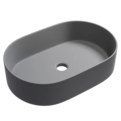 HD Luna Matt Grey 50 cm széles pultra ültethető matt szürke porcelán mosdótál