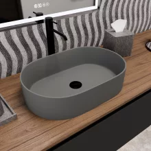 HD Luna Matt Grey 50 cm széles pultra ültethető matt szürke porcelán mosdótál