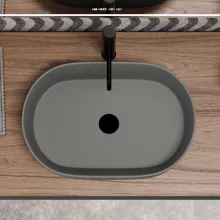 HD Luna Matt Grey 50 cm széles pultra ültethető matt szürke porcelán mosdótál