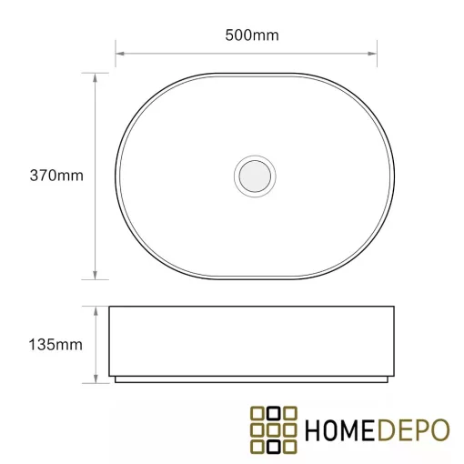 HD Luna Matt Grey 50 cm széles pultra ültethető matt szürke porcelán mosdótál