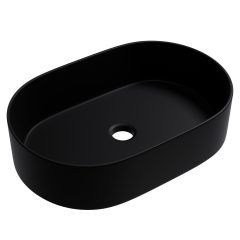   HD Luna Matt Black 50 cm széles pultra ültethető matt fekete porcelán mosdótál
