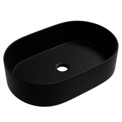 HD Luna Matt Black 50 cm széles pultra ültethető matt fekete porcelán mosdótál