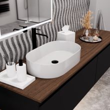 HD Luna White 60 cm széles pultra ültethető hófehér porcelán mosdótál