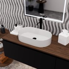 HD Luna White 60 cm széles pultra ültethető hófehér porcelán mosdótál