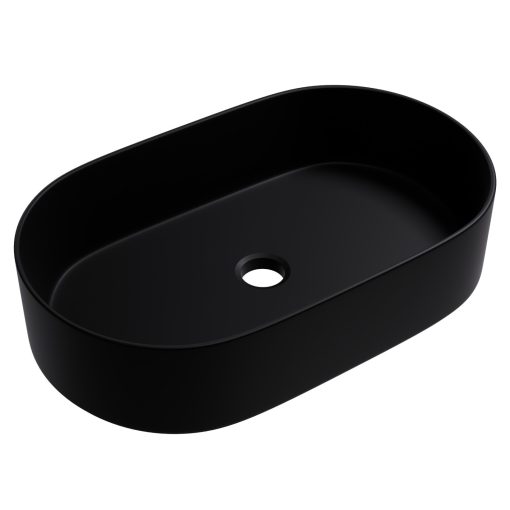 HD Luna Matt Black 60 cm széles pultra ültethető matt fekete porcelán mosdótál