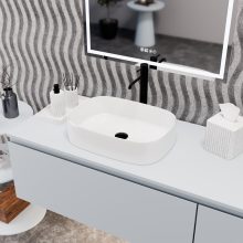 HD Siena White 51 cm széles pultra ültethető hófehér porcelán mosdótál