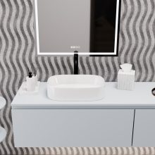 HD Siena White 51 cm széles pultra ültethető hófehér porcelán mosdótál