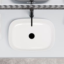 HD Siena White 51 cm széles pultra ültethető hófehér porcelán mosdótál