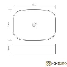 HD Siena White 51 cm széles pultra ültethető hófehér porcelán mosdótál