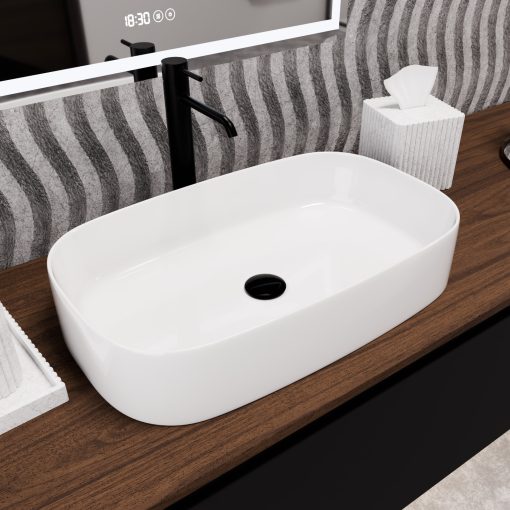 HD Siena White 61 cm széles pultra ültethető hófehér porcelán mosdótál