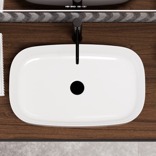 HD Siena White 61 cm széles pultra ültethető hófehér porcelán mosdótál