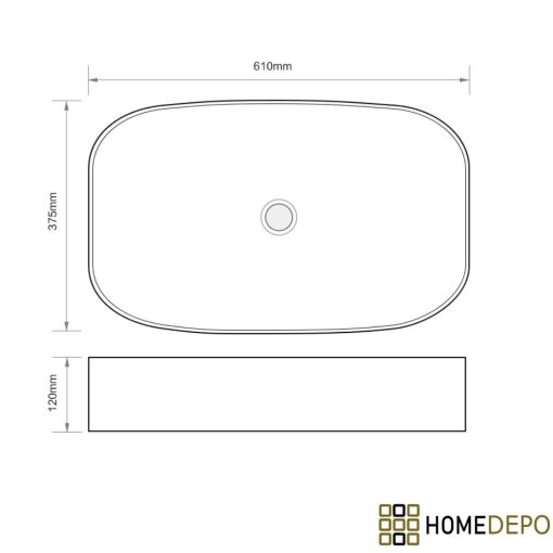 HD Siena White 61 cm széles pultra ültethető hófehér porcelán mosdótál