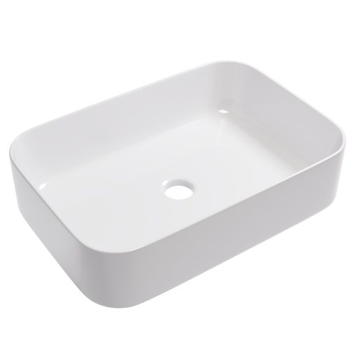 HD Meda White 55 cm széles pultra ültethető fényes fehér porcelán mosdótál