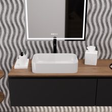 HD Meda White 55 cm széles pultra ültethető fényes fehér porcelán mosdótál